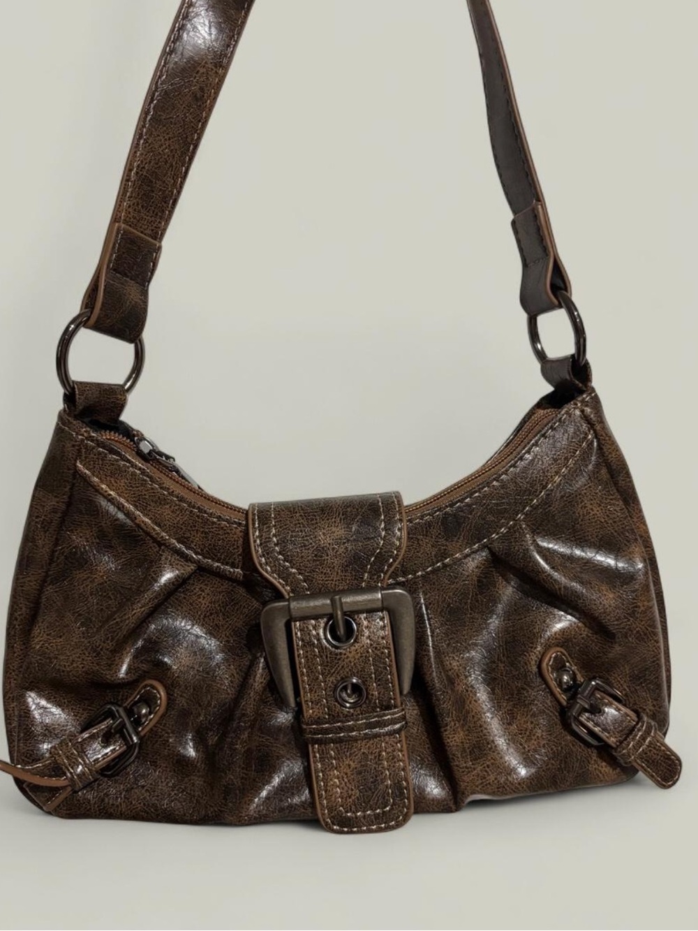 Espresso Buckle Shoulder Bag